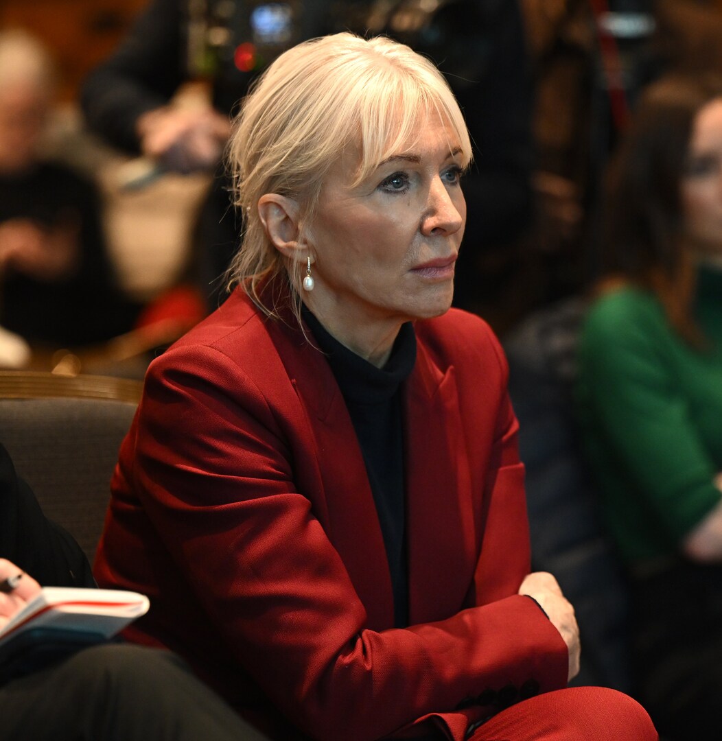 Nadine Dorries at a press conference presenting new evidence in the Lucy Letby case.