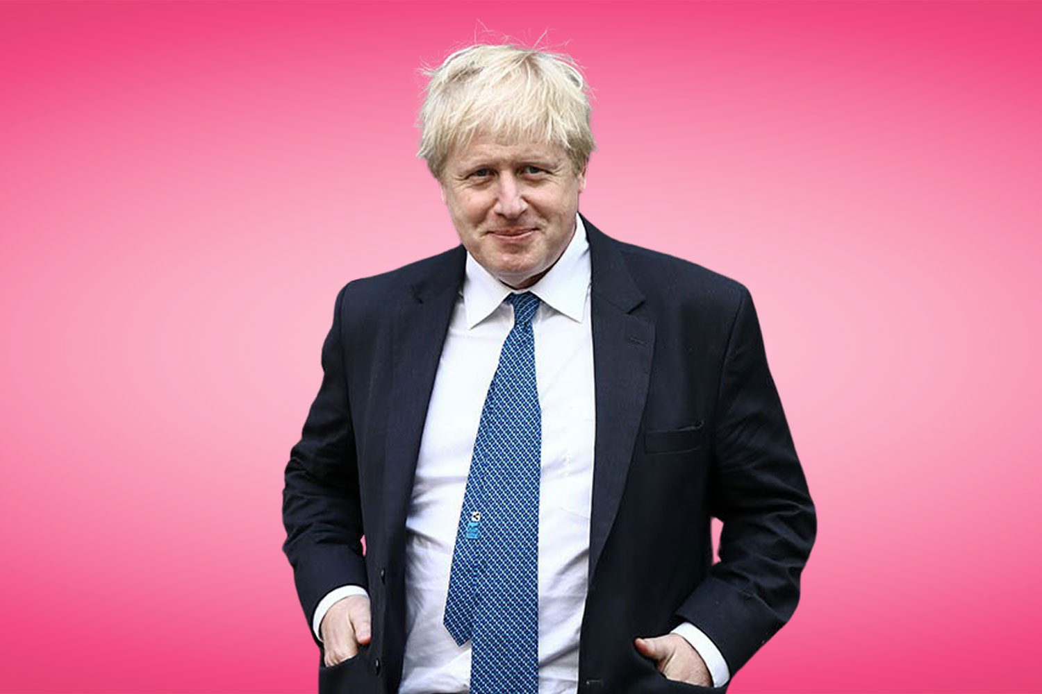 Boris Johnson in a suit.