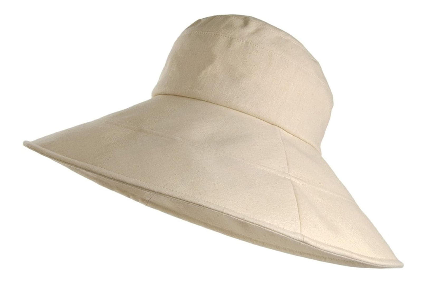 Beige packable sun hat.